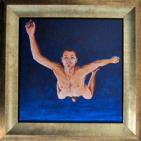 Chrissy Thirlaway Flying Not Falling, Acrylic on canvas, 30x30cm